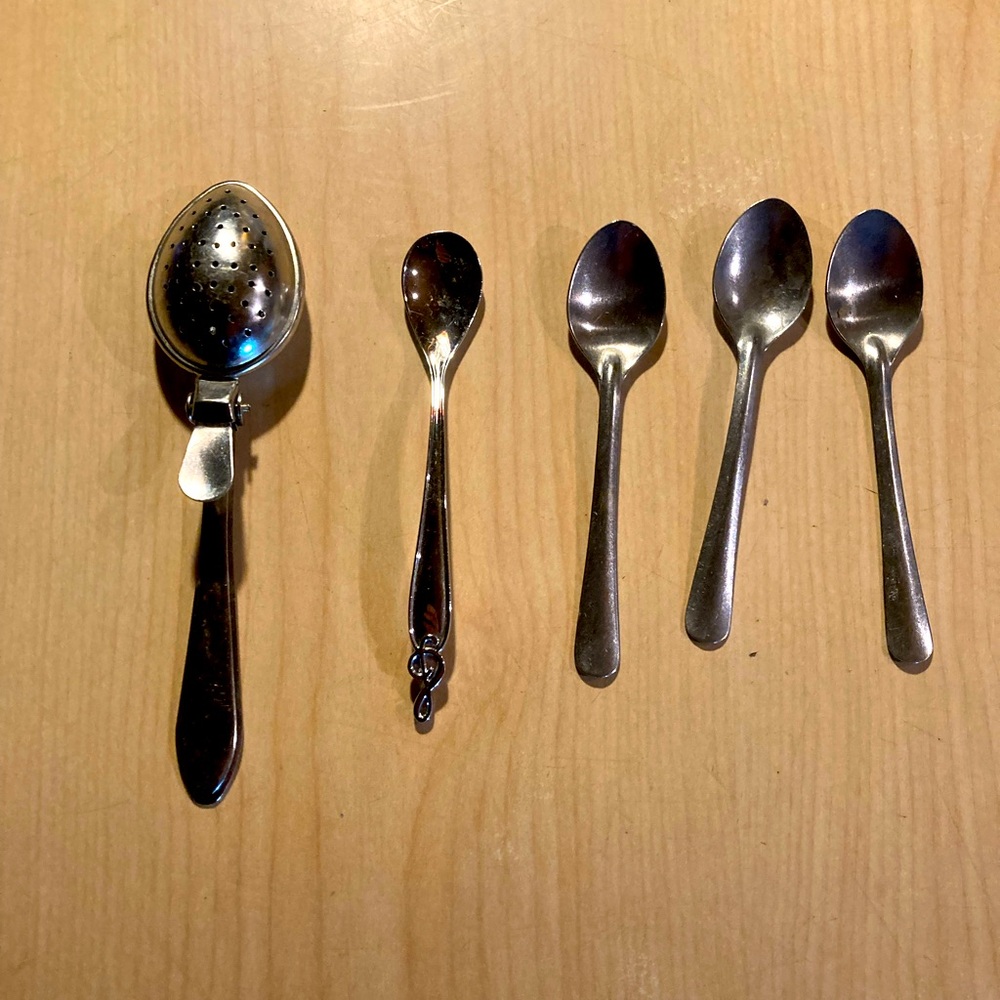 Silver Tea Infuser and Spoon Set